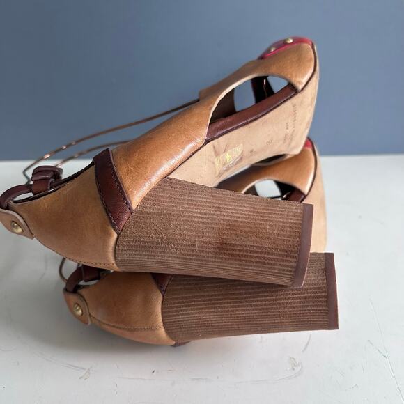 Sigerson Morrison heels size 9 colorblock orange wood Scandinavian studded MCM - Picture 12 of 12